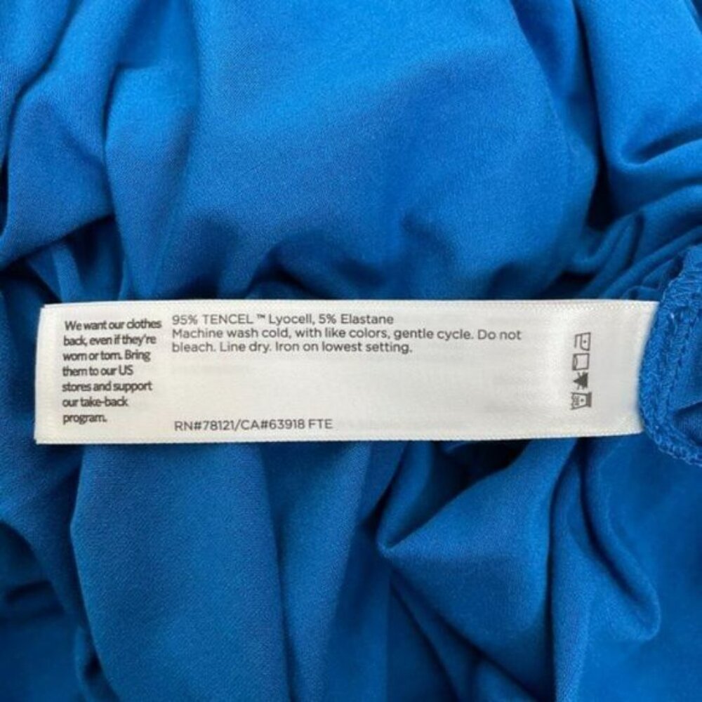 Eileen Fisher Mock Neck Tie Waist Sleeveless Knee Length Dress Marine Blue L - Picture 6 of 9